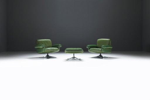 Very Rare Ds 31 Lounge Set In Green Leather By De Sede Team For De Sede Swiss