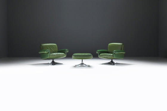 Image 1 of Very Rare Ds 31 Lounge Set In Green Leather By De Sede Team For De Sede Swiss