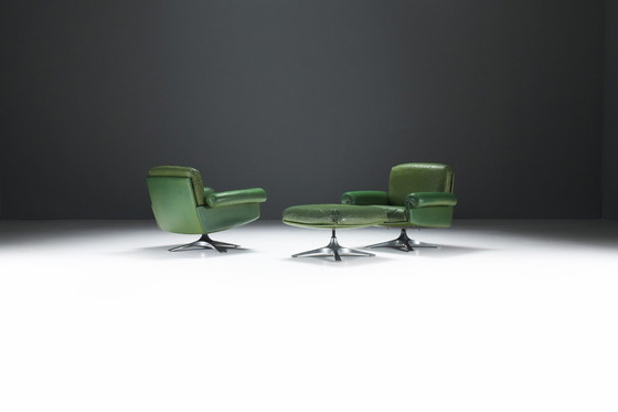 Image 1 of Very Rare Ds 31 Lounge Set In Green Leather By De Sede Team For De Sede Swiss