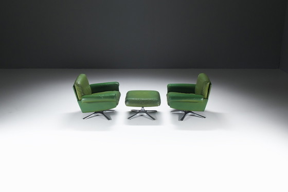 Image 1 of Very Rare Ds 31 Lounge Set In Green Leather By De Sede Team For De Sede Swiss