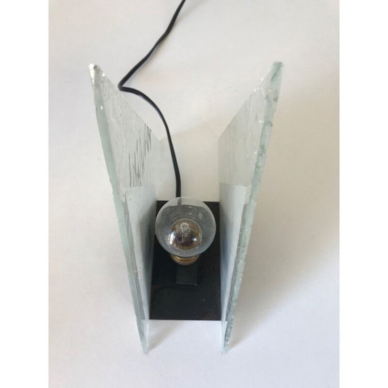Image 1 of Vintage triangular glass and metal lamp, 1960