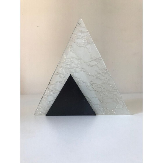 Image 1 of Vintage triangular glass and metal lamp, 1960