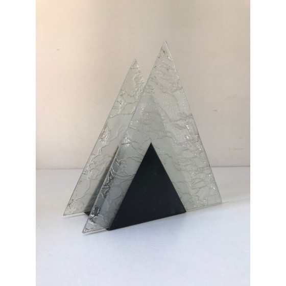Image 1 of Vintage triangular glass and metal lamp, 1960