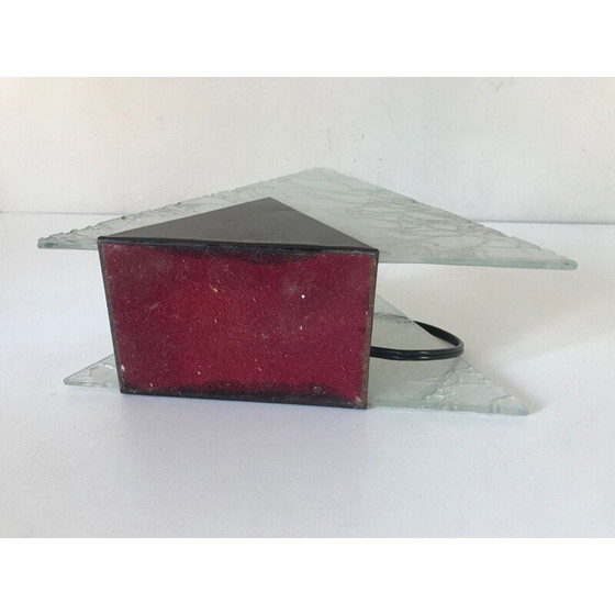 Image 1 of Vintage triangular glass and metal lamp, 1960
