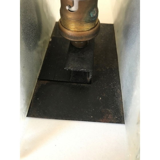 Image 1 of Vintage triangular glass and metal lamp, 1960