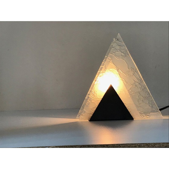 Image 1 of Vintage triangular glass and metal lamp, 1960
