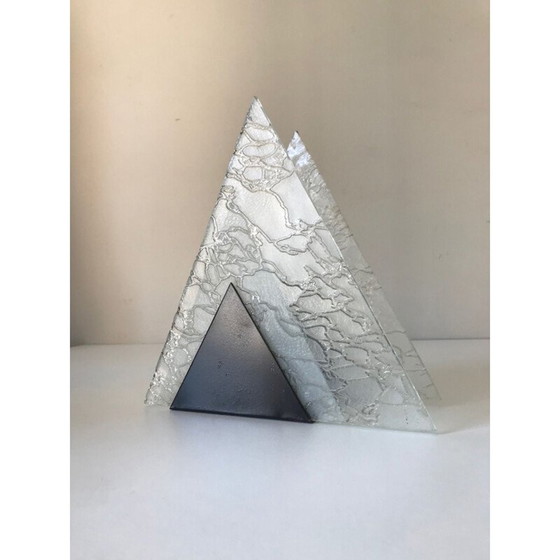 Image 1 of Vintage triangular glass and metal lamp, 1960