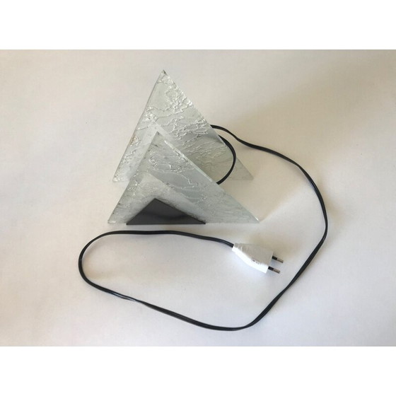 Image 1 of Vintage triangular glass and metal lamp, 1960
