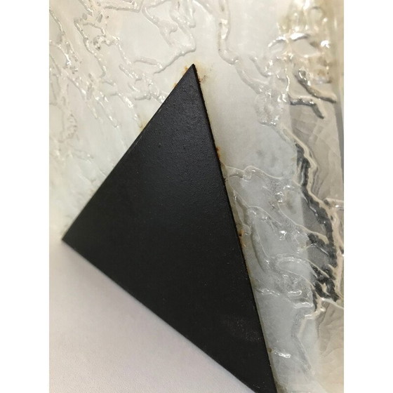 Image 1 of Vintage triangular glass and metal lamp, 1960
