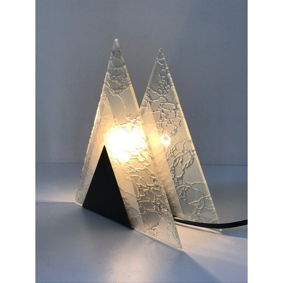 Image 1 of Vintage triangular glass and metal lamp, 1960