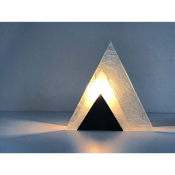 Image 1 of Vintage triangular glass and metal lamp, 1960
