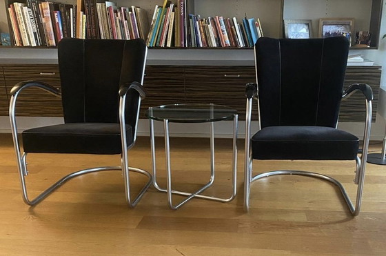 Image 1 of Van der Stroom Brothers Set 2X Armchair Model 412 Plus Side Table Model 415