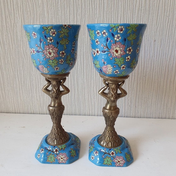 Image 1 of Two Vases/Chalices In Ceramics And Bronze