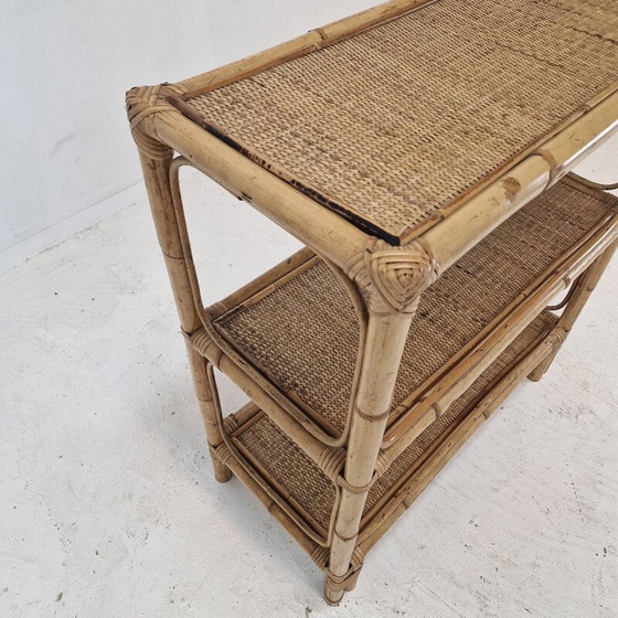 Image 1 of Vintage shelf in bamboo and rattan, Italy 1970