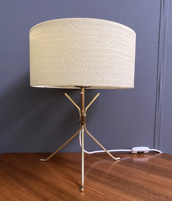 Image 1 of Brass Lable Lamp With Round Shade 1960S