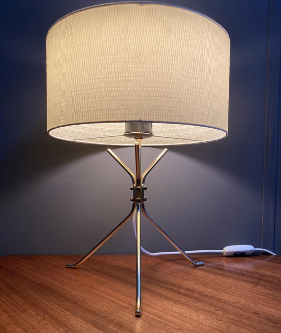 Image 1 of Brass Lable Lamp With Round Shade 1960S