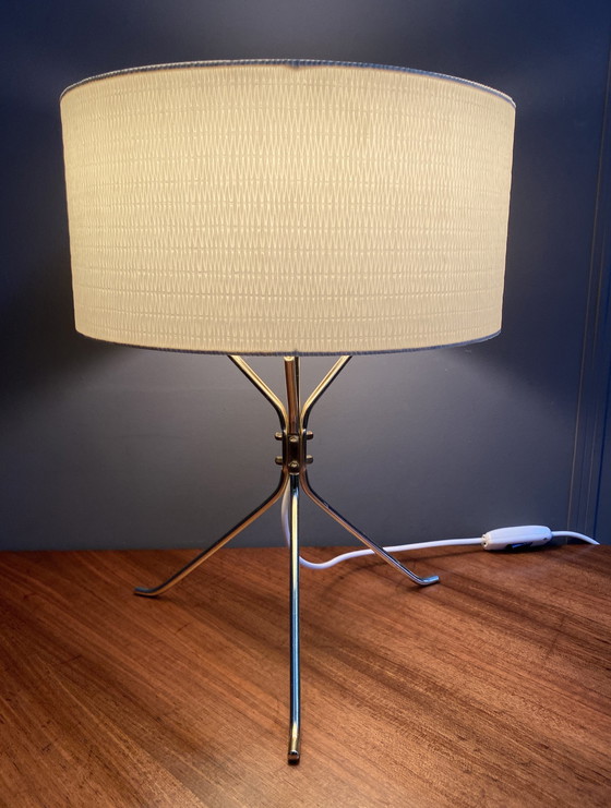 Image 1 of Brass Lable Lamp With Round Shade 1960S