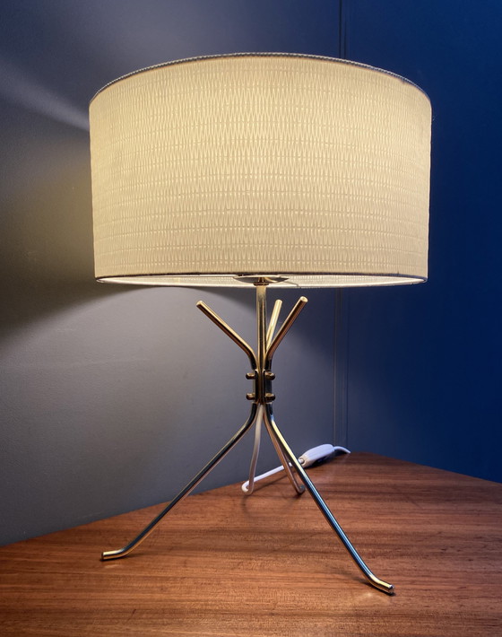 Image 1 of Brass Lable Lamp With Round Shade 1960S