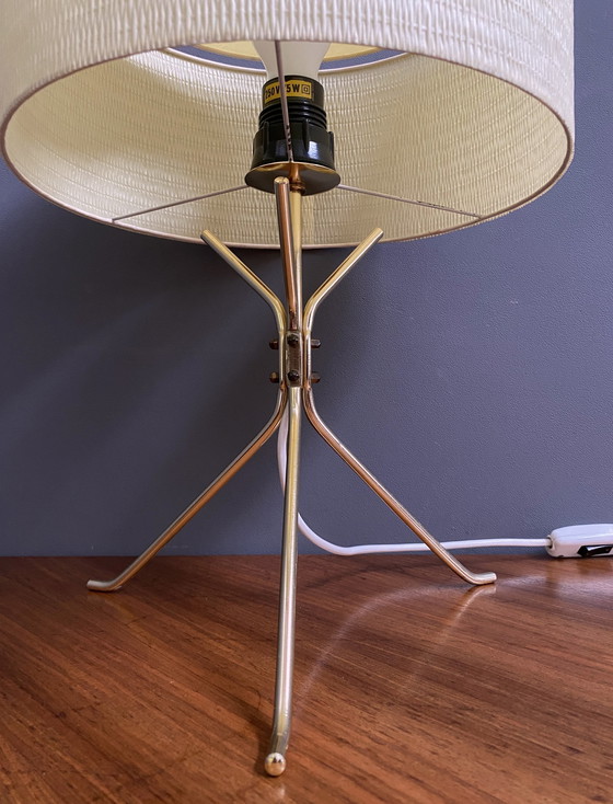 Image 1 of Brass Lable Lamp With Round Shade 1960S