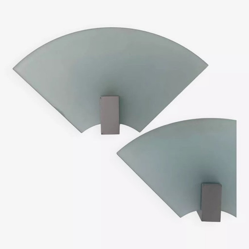 2X Vintage wall lamp in sandblasted glass, Italy 1980