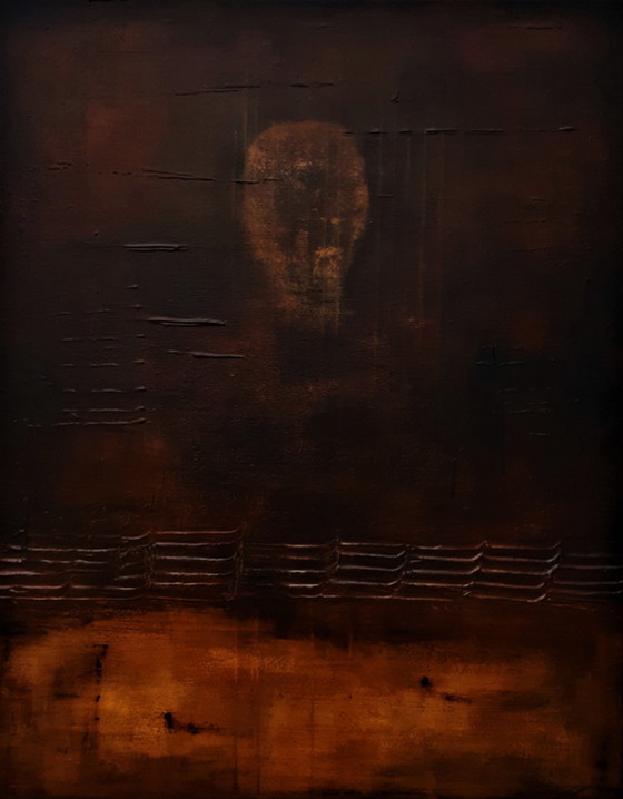 Image 1 of Frances Eckhardt - Peinture obscure 70x90 cm + cadre