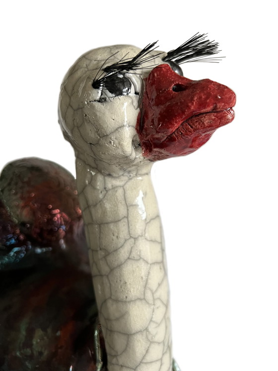 Image 1 of Unique Ceramic Artwork By Annelie Pieters Wolfs: Raku Ostrich