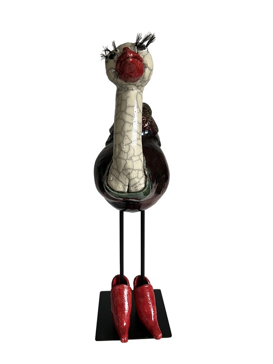 Image 1 of Unique Ceramic Artwork By Annelie Pieters Wolfs: Raku Ostrich