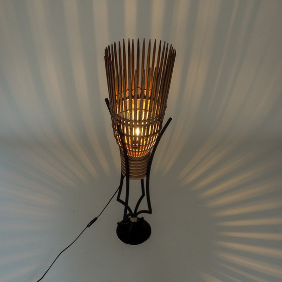 Image 1 of Lampada da terra in bambù e ferro battuto