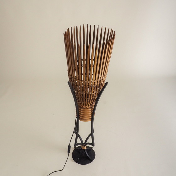 Image 1 of Lampada da terra in bambù e ferro battuto