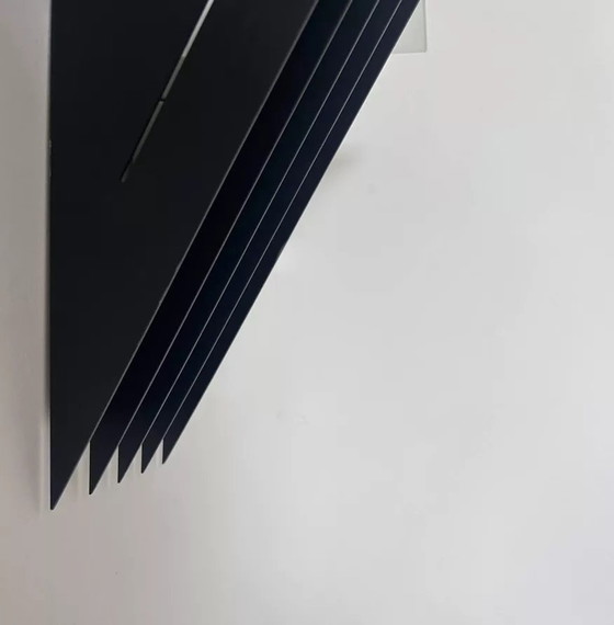 Image 1 of 2 lampade da parete vintage, metallo laccato nero e vetro, Sce Francia 1980