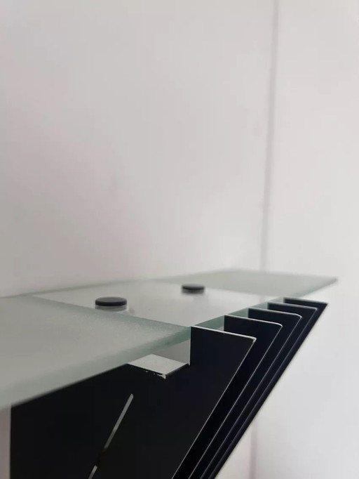 2 lampade da parete vintage, metallo laccato nero e vetro, Sce Francia 1980