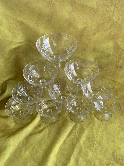 10X Crystal Champagne Coupes From The 1930s