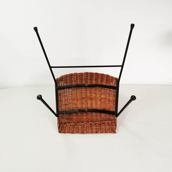 Image 1 of Sedia vintage in metallo e rattan di Gian Franco Legler, Italia 1950