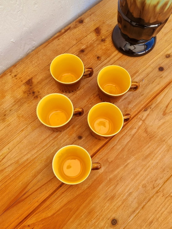 Image 1 of Set Of 5 Coffee Cups Digoin Sarreguemines