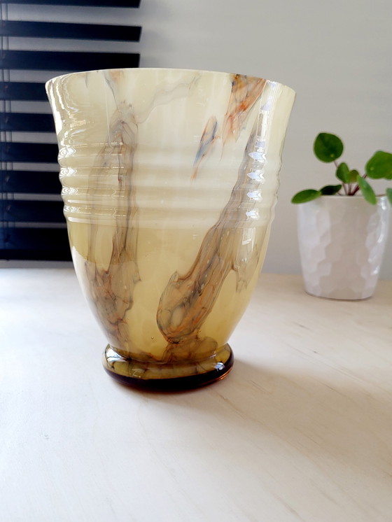 Image 1 of Art deco opaline glass vase, Verreries de Scailmont, Henri Heemskerk, Belgium