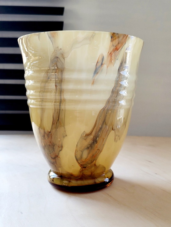 Image 1 of Art deco opaline glass vase, Verreries de Scailmont, Henri Heemskerk, Belgium