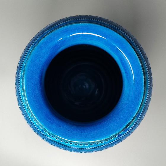 Image 1 of 1960s Stunning Vase by Aldo Londi for Bitossi "Blue Rimini Collection"