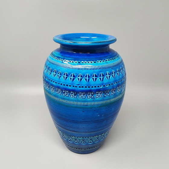 Image 1 of 1960s Stunning Vase by Aldo Londi for Bitossi "Blue Rimini Collection"