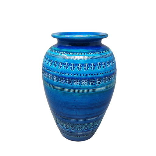 1960s Stunning Vase by Aldo Londi for Bitossi "Blue Rimini Collection"