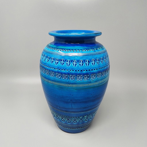 1960s Stunning Vase by Aldo Londi for Bitossi "Blue Rimini Collection"