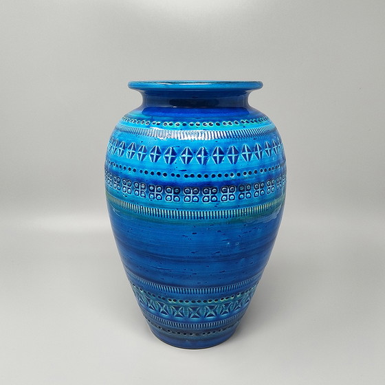 Image 1 of 1960s Stunning Vase by Aldo Londi for Bitossi "Blue Rimini Collection"