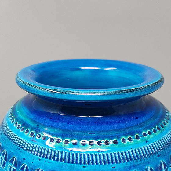 Image 1 of 1960s Stunning Vase by Aldo Londi for Bitossi "Blue Rimini Collection"