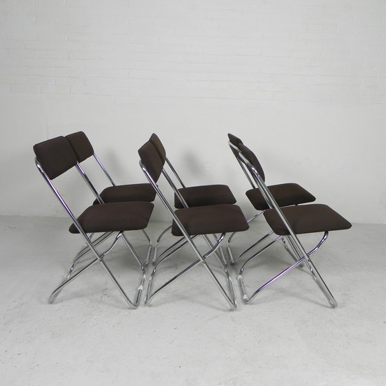 Image 1 of Set of 6 Framar folding chairs, 1970s