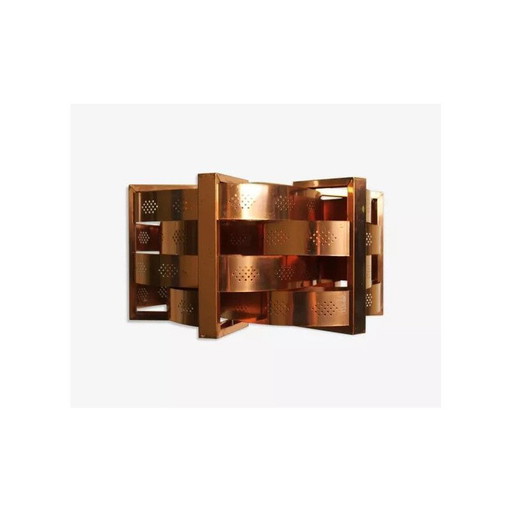 Vintage copper pendant lamp by Werner Schou for Coronell Electro, Denmark 1969