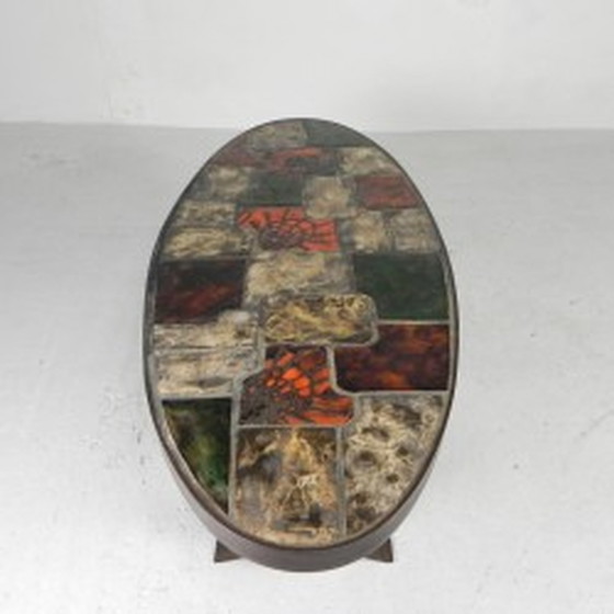 Image 1 of Oval coffee table - tile table - 1970s