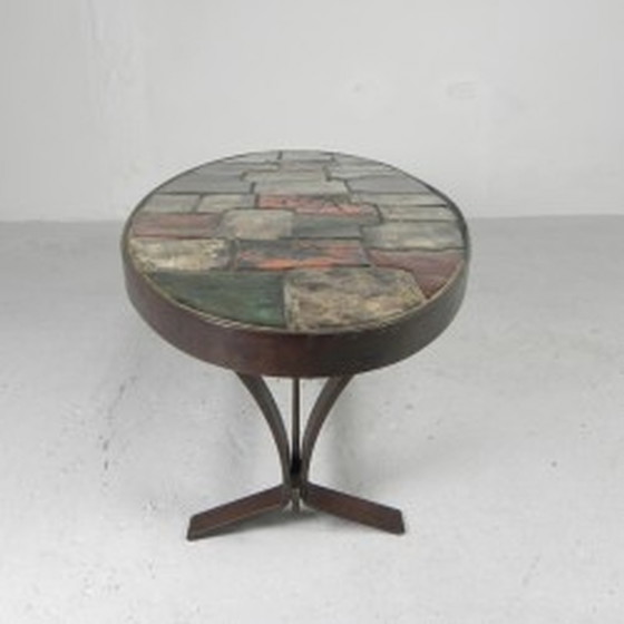 Image 1 of Oval coffee table - tile table - 1970s