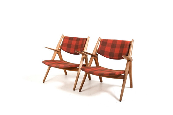 Image 1 of Early Pair CH-28 Oak Easychairs by Hans J. Wegner