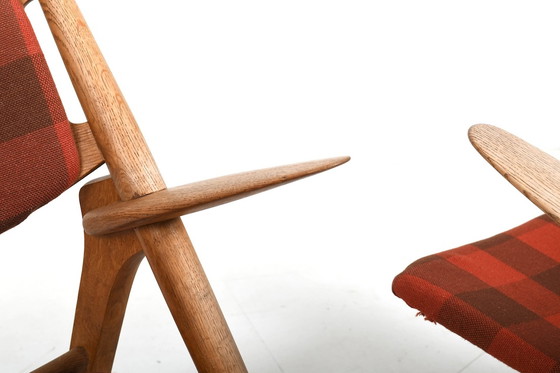 Image 1 of Early Pair CH-28 Oak Easychairs by Hans J. Wegner