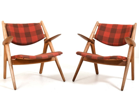 Image 1 of Early Pair CH-28 Oak Easychairs by Hans J. Wegner