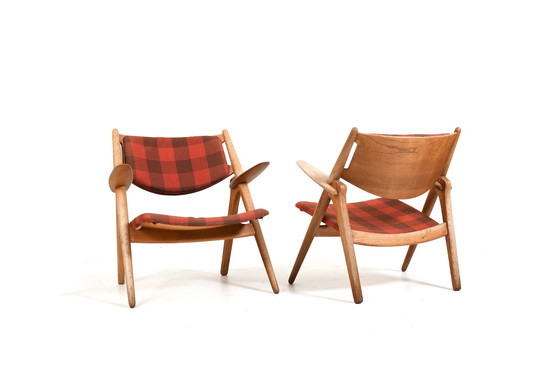 Image 1 of Early Pair CH-28 Oak Easychairs by Hans J. Wegner